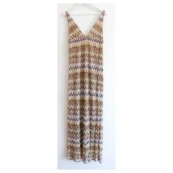 Missoni - Robe Longue En Maille Zigzag à Chevrons Marron -ModeChic Magasin 878547 3