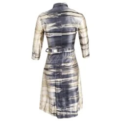 Prada Robe Chemise Imprimée à Ceinture En Soie Multicolore -ModeChic Magasin 878889 3