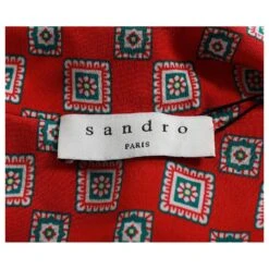 Sandro Paris Mini Robe Imprimée Nouée Devant En Soie Rouge -ModeChic Magasin 878898 4
