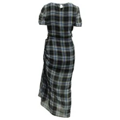 Maje - Robe Longue à Carreaux Froncée Sur Le Côté En Bleu/Soie Noire 5 Maje - Robe Longue à Carreaux Froncée Sur Le Côté En Bleu/Soie Noire -ModeChic Magasin 878962 3