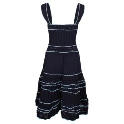 Robe Mi-longue Col Carré Sandro En Polyamide Bleu Marine -ModeChic Magasin 878973 3