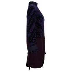 Sacai Robe Droite à Bretelles Et Manches Longues En Rayonne Imprimée Violette -ModeChic Magasin 879002 2