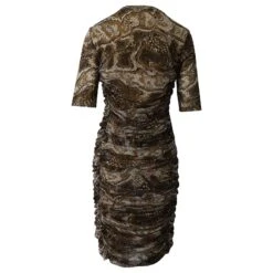 Ganni Robe Courte Froncée En Polyamide Imprimé Marron -ModeChic Magasin 879050 3