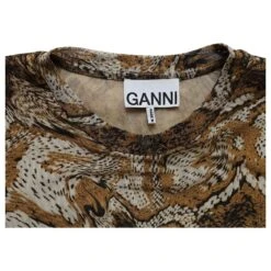 Ganni Robe Courte Froncée En Polyamide Imprimé Marron -ModeChic Magasin 879050 4