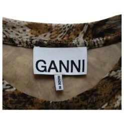 Ganni Robe Courte Froncée En Polyamide Imprimé Marron -ModeChic Magasin 879050 5