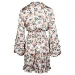 Maje Mini Robe à Manches Ballon Imprimé Paisley En Polyester Blanc -ModeChic Magasin 879075 3