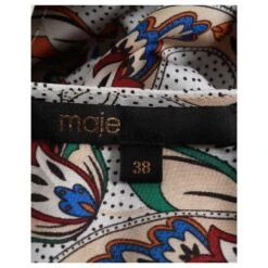 Maje Mini Robe à Manches Ballon Imprimé Paisley En Polyester Blanc -ModeChic Magasin 879075 4