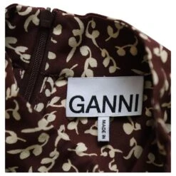 Ganni Mini Robe Chemise à Imprimé Feuillage En Viscose Imprimée Marron -ModeChic Magasin 879151 5