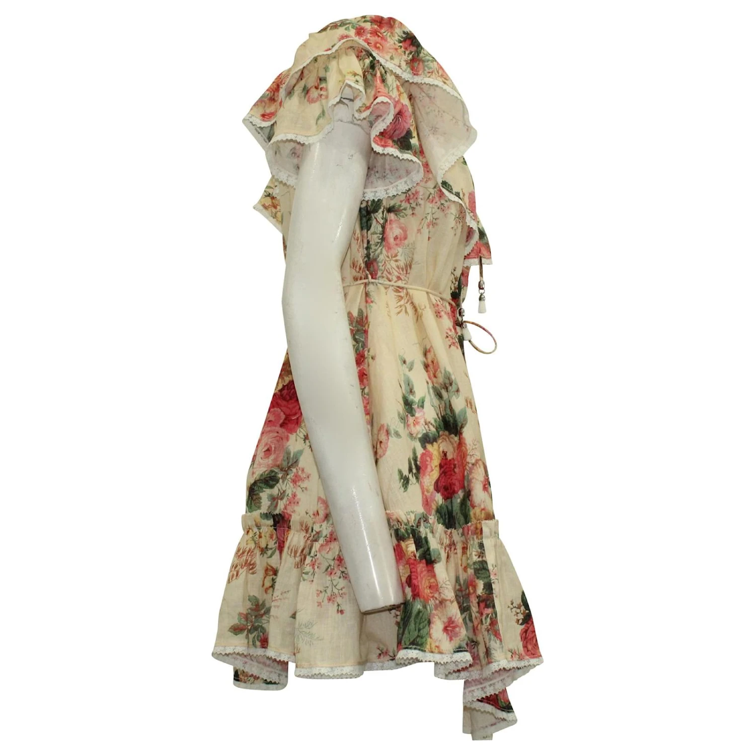 Zimmermann ROBE COURTE FLEURIE LAELIA En Lin Beige 3 Zimmermann ROBE COURTE FLEURIE LAELIA En Lin Beige – Image 3