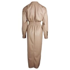 Nanushka Jayce Robe Mi-longue Froncée En Faux Cuir Marron Clair -ModeChic Magasin 879208 3