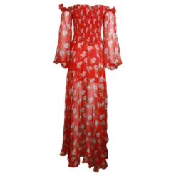 Autre Marque Caroline Constas - Robe Longue épaules Dénudées En Soie à Imprimé Fleuri -ModeChic Magasin 880173 3