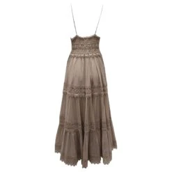 Autre Marque Charo Ruiz Cindy Robe Longue à Empiècements En Dentelle Crochetée En Coton Beige -ModeChic Magasin 882522 3