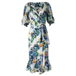 Autre Marque Saloni Olivia Robe Mi-longue En Soie à Imprimé Floral -ModeChic Magasin 883131 2