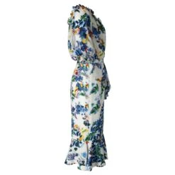Autre Marque Saloni Olivia Robe Mi-longue En Soie à Imprimé Floral -ModeChic Magasin 883131 3