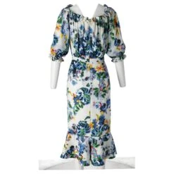 Autre Marque Saloni Olivia Robe Mi-longue En Soie à Imprimé Floral -ModeChic Magasin 883131 4
