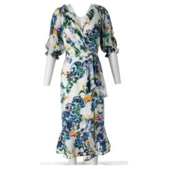 Autre Marque Saloni Olivia Robe Mi-longue En Soie à Imprimé Floral -ModeChic Magasin 883131 6