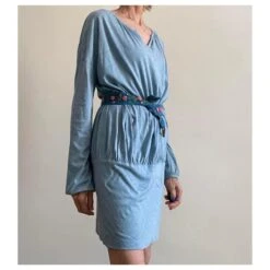 Autre Marque Robe Tunique Ou Mini Robe Coton Bleu Chiné Bleu Clair -ModeChic Magasin 90906 10