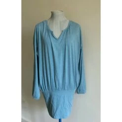 Autre Marque Robe Tunique Ou Mini Robe Coton Bleu Chiné Bleu Clair -ModeChic Magasin 90906 3