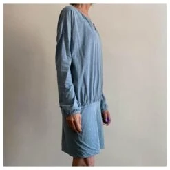 Autre Marque Robe Tunique Ou Mini Robe Coton Bleu Chiné Bleu Clair -ModeChic Magasin 90906 6