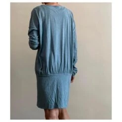 Autre Marque Robe Tunique Ou Mini Robe Coton Bleu Chiné Bleu Clair -ModeChic Magasin 90906 8