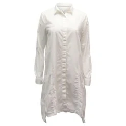 Acne Studios Robe Chemise Boutonnée Sur Le Devant En Coton Blanc