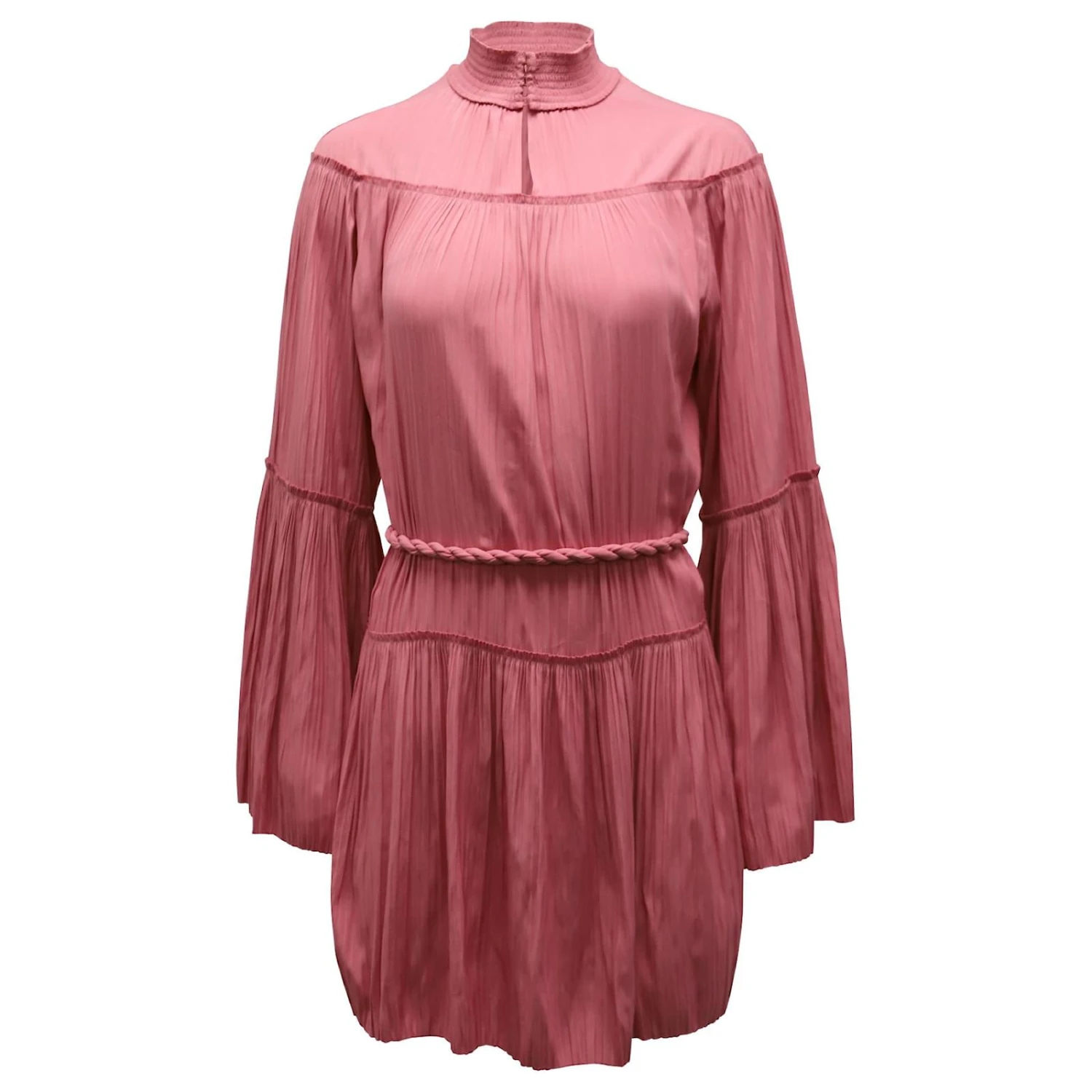 A.l.C. Mini Robe Plissée à Manches Longues En Polyester Rose 1 A.l.C. Mini Robe Plissée à Manches Longues En Polyester Rose