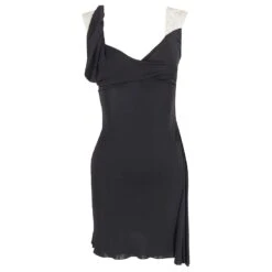 Balenciaga ROBE COURTE SANS MANCHES À SANGLES CONTRASTANTES EN RAYON NOIR