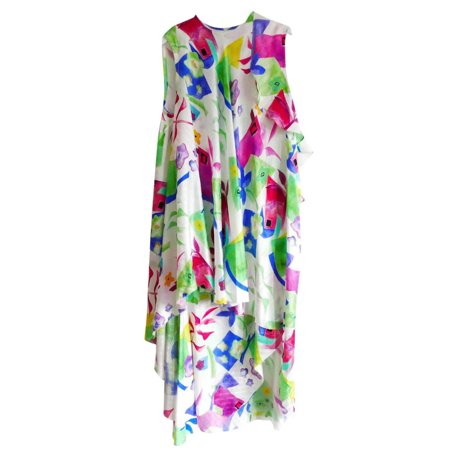 Balenciaga X Demna Gvasalia Resort'19 Robe Superposée En Soie Multicolore