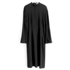 Celine Céline Fall 2017 Robe Noire à Col Montant En Laine Fine