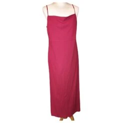 Cerruti 1881 CERRUTI ROBE DRESS VESTALE COUTURE CREPE GRAPHIQUE ULTRA LONGUE SOIREE T 42/46 Rouge