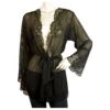 Autre Marque Coton Club Noir Dentelle Lingerie Intime Kimono Robe Cardigan Top Sz L
