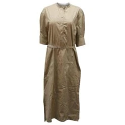 Joseph Barker Robe Chemise Mi-longue à Fines Rayures En Coton Beige
