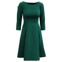 Robe Ajustée Et Évasée Alberta Ferretti En Soie Verte