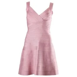 Robe Bandage Herve Leger Sans Manches A-Line En Rayonne Rose