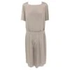 Robe De Jour Akris En Soie Tissée Beige Avec Slip Et Ceinture Blanc Écru
