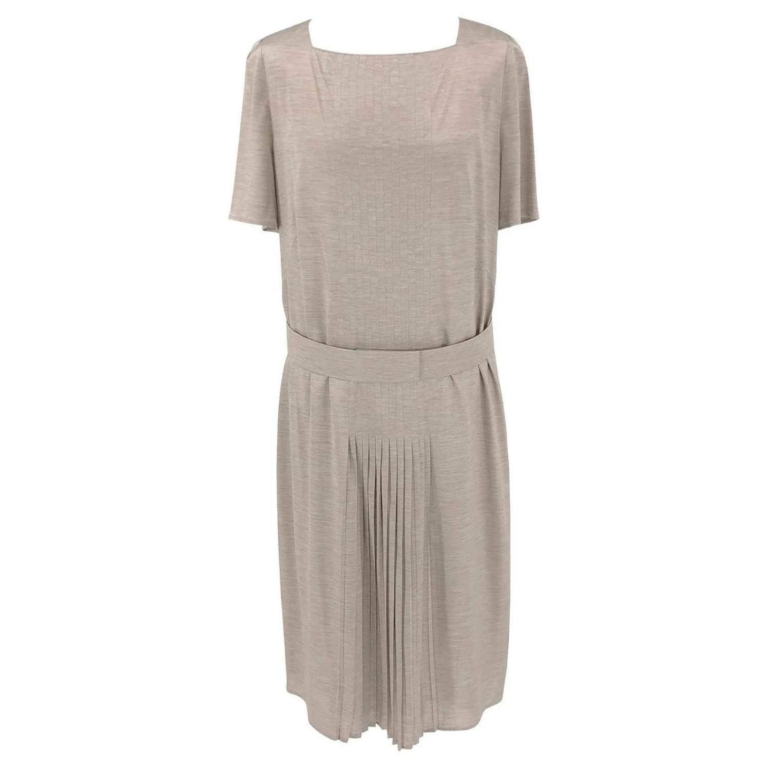 Robe De Jour Akris En Soie Tissée Beige Avec Slip Et Ceinture Blanc Écru 1 Robe De Jour Akris En Soie Tissée Beige Avec Slip Et Ceinture Blanc Écru