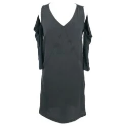 Robe Droite See By Chloé En Satin Noir Avec Manches En Jersey Et épaules Manquantes