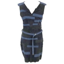 Robe Jitrois En Daim Stretch Avec Patchwork Bleu Et Noir