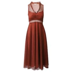 Robe Sandro En Tulle Brodé Polyester Rouge