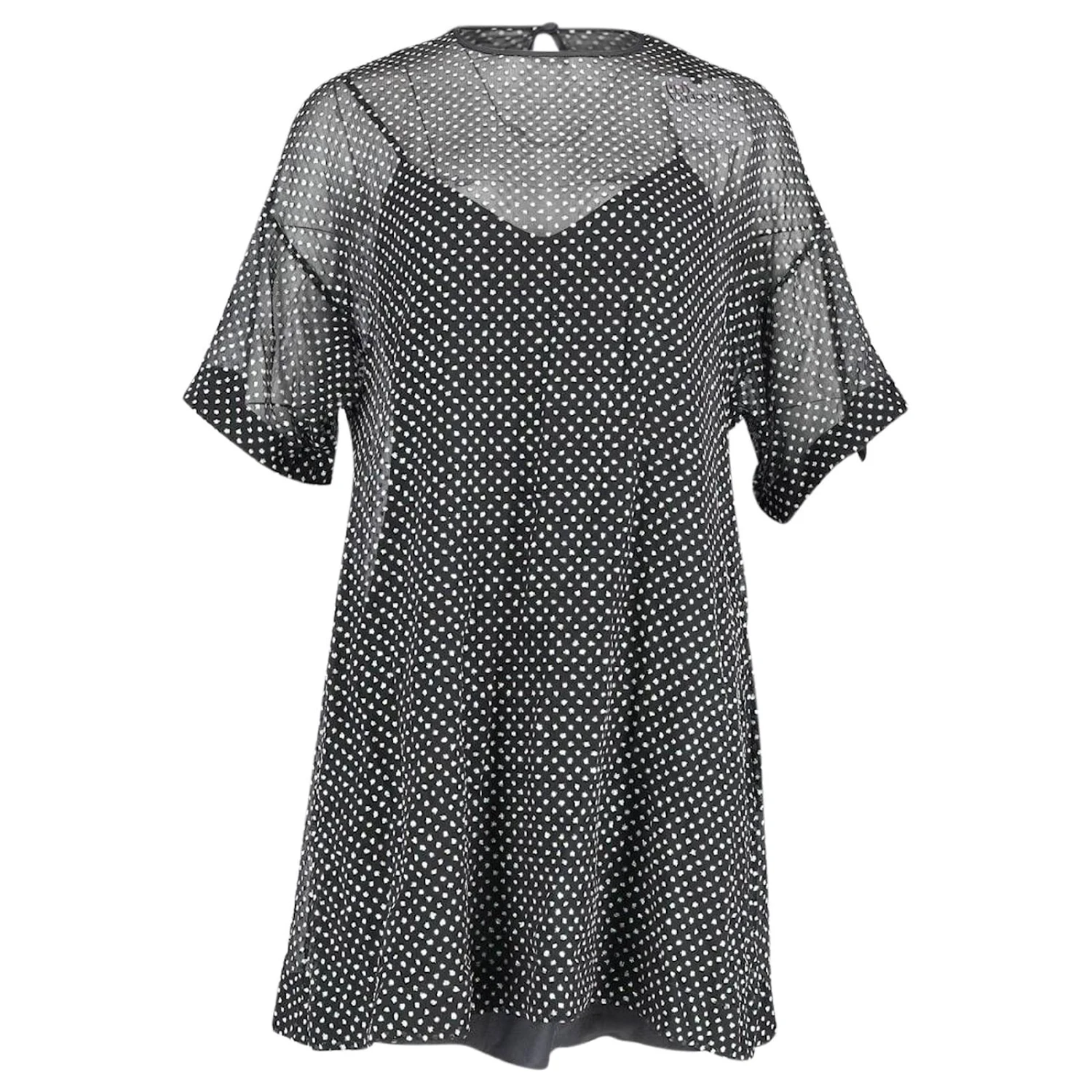 Robe Transparente à Pois Red Valentino En Soie Noire 1 Robe Transparente à Pois Red Valentino En Soie Noire