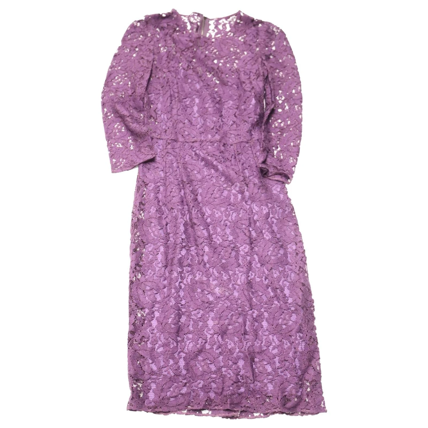 Dolce & Gabbana Dolce And Gabbana Robe En Dentelle à Manches Trois-quarts En Polyester Violet 1 Dolce & Gabbana Dolce And Gabbana Robe En Dentelle à Manches Trois-quarts En Polyester Violet