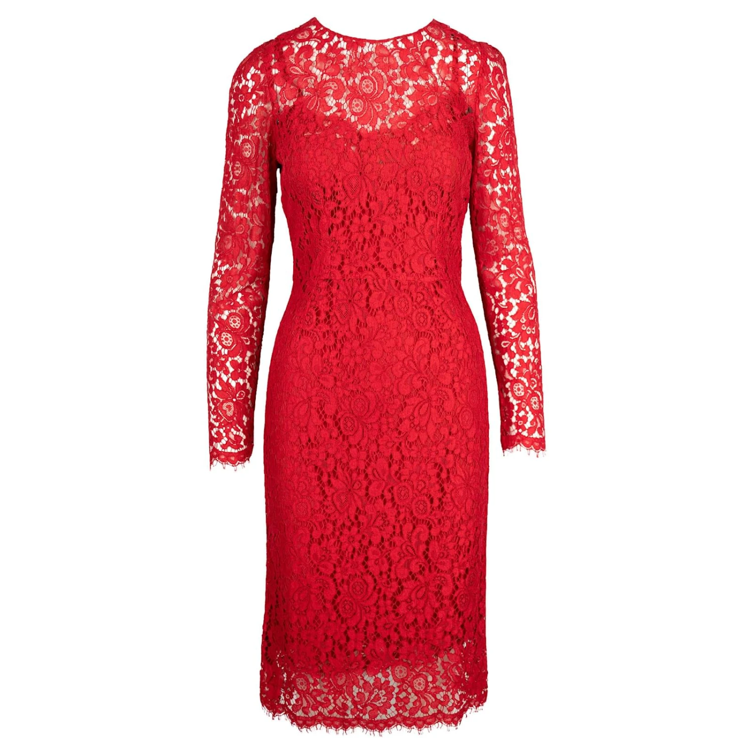 Dolce & Gabbana Robe En Dentelle Brodée Rouge 1 Dolce & Gabbana Robe En Dentelle Brodée Rouge