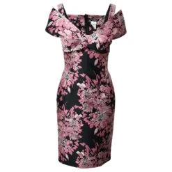 Dolce & Gabbana Robe En Lurex Fleuri à Epaules Dénudées En Polyester Noir