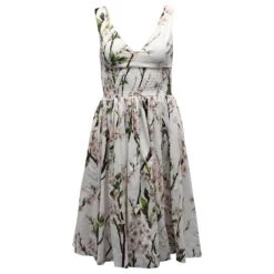 Dolce & Gabbana Robe Mi-longue à Imprimé Floral En Coton Blanc