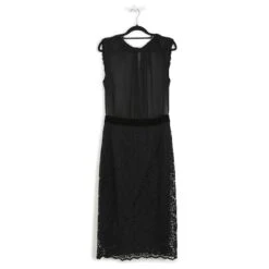 Dolce & Gabbana - Robe Mi-longue Noire En Dentelle Transparente Et Sans Manches