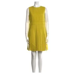 Diane Von Furstenberg DvF Jackie Robe Fantaisie En Tweed Bouclé Jaune Moutarde