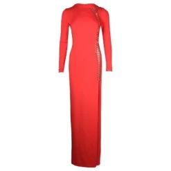 Emilio Pucci Robe Longue à Maillons Latéraux En Viscose Corail
