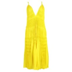 Haider Ackermann Robe Col V Smockée En Polyester Jaune