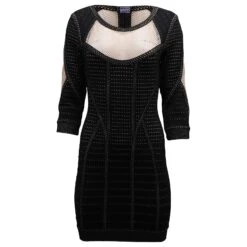 Herve Leger Germaine Bodycon Mini Robe En Rayonne Noire