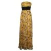 Bcbg Max Azria Jaune, Robe Longue En Soie Noire Et Blanche Sans Bretelles